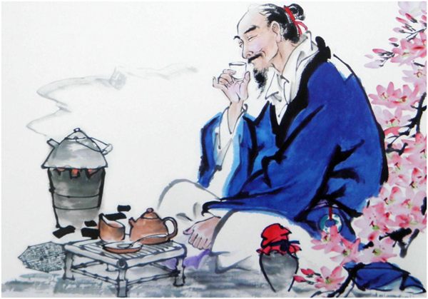 китаец пьет чай рисунок