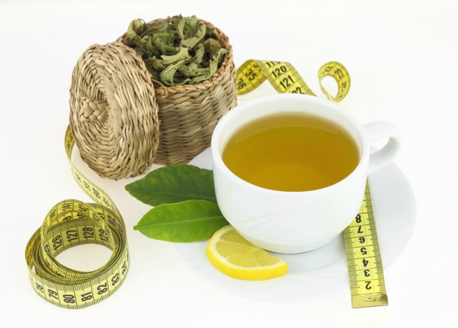 зеленый чай с лимоном и сантиметр